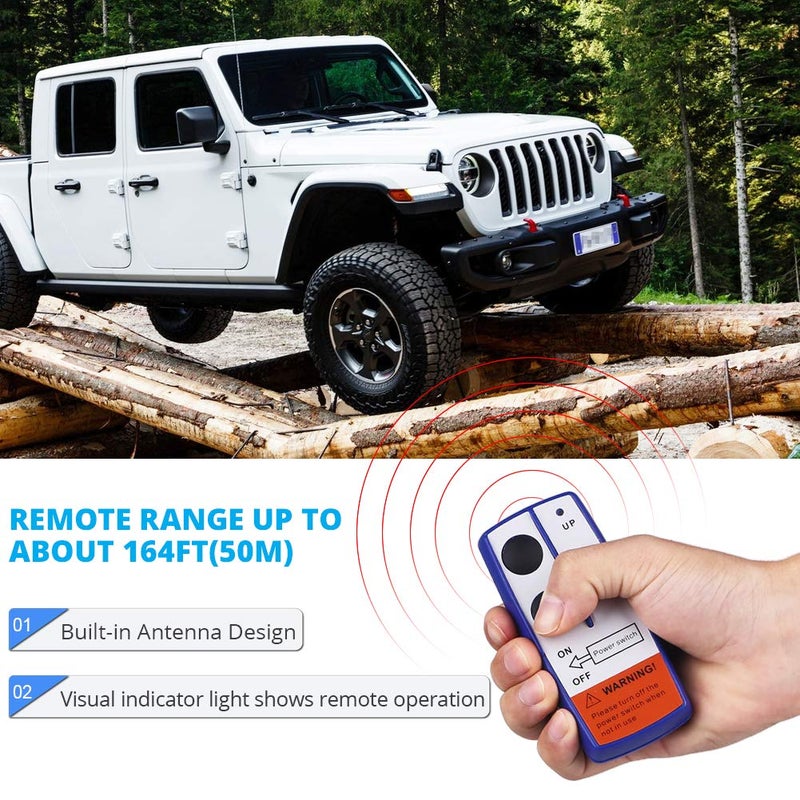 WATERWICH 12V 500A Winch Solenoid Relay Contactor+2pcs Wireless Winch Remote Control Kit with 6 Protecting Caps Universal for Truck Jeep ATV SUV 5500-12000lbs Winch - Image 2